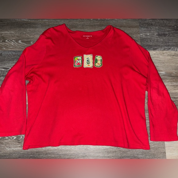 Liz Claiborne Red Christmas Sweater Shirt - Picture 1 of 4